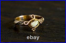 VERY RARE ANTIQUE ENGLISH 9K GOLD VICTORIAN MOURNING RING with MILK TOOTH & HAIR