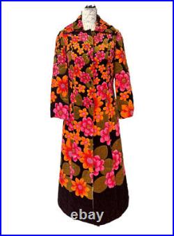 VERY RARE Vintage Dynasty Quilted Floral Floor Length Coat