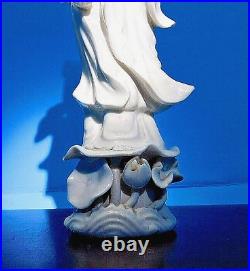 VINTAGE RARE LOT OF 3 ANTIQUE 19th c MCM DEHUA STANDING GUANYIN FIGURINES