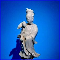 VINTAGE RARE LOT OF 3 ANTIQUE 19th c MCM DEHUA STANDING GUANYIN FIGURINES