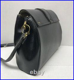 VINTAGE RARE Purse Black Leather Hand Bag JB Lion 70's NEW