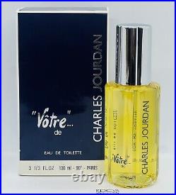 VOTRE DE CHARLES JOURDAN 3 3/1/3 Oz 100ml EDT SPLASH IN BOX VINTAGE- RARE