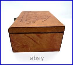 VTG Chantiko Leather Bound Box Vintage Suede Brass Makers Marked Rare 1960s