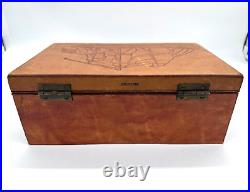 VTG Chantiko Leather Bound Box Vintage Suede Brass Makers Marked Rare 1960s