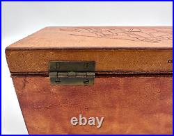 VTG Chantiko Leather Bound Box Vintage Suede Brass Makers Marked Rare 1960s