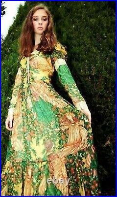 VTG Gunne Sax Garden of Eden Adam & Eve Corset BOHO Maxi Dress Dream Dress RARE