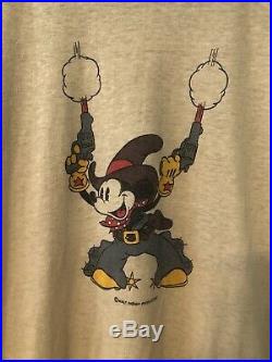 VTG Rare 70s 80s Mickey Mouse Cowboy Gun T-Shirt Walt Disney Vintage Shirt
