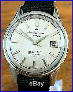 Very Nice And Rare Vintage 1963 Seiko Sportsmatic J13057 Automatic Linen Dial