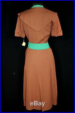 Very Rare Wwii Collectable Vintage Deadstock 1940's Rayon Gabardine Dress Size 4