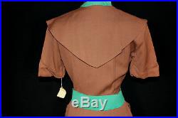 Very Rare Wwii Collectable Vintage Deadstock 1940's Rayon Gabardine Dress Size 4