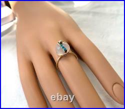 Victorian Persian Turquoise Snake Globe Ring Moonstone Gold Antique Rare