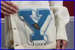 Vintage 1950's Sand Knit Wool Letter Sweater Y Yale Track & Field. Nice. RARE