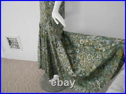 Vintage 1950s ALFRED SHAHEEN Hawaiian Metallic Floral Print Dress Gown RARE