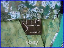 Vintage 1950s ALFRED SHAHEEN Hawaiian Metallic Floral Print Dress Gown RARE