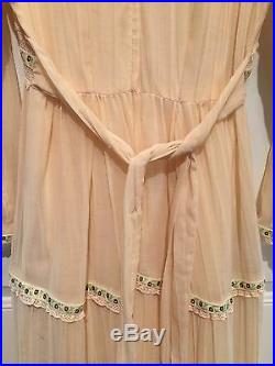 Vintage 60's Dress Gauze Lace Flower Power Rare Hippie Maxi Prairie Boho Wedding