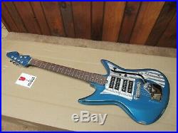 Vintage 60's Teisco 4KL Silvertone 1437 Shark Fin Guitar! Metallic Blue RARE