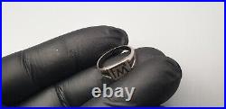 Vintage 900 Silver Men's Signet Ring with Etched FM Initials Antique and Rare