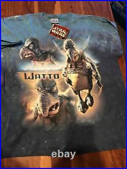 Vintage 90s Liquid Blue Star Wars Episode 1 Watto Tie Dye XL Shirt Rare