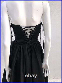 Vintage 90s THIERRY MUGLER corset Lace Up Dress Cotton sexy s40 Iconic Rare