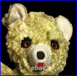 Vintage Antique 1950s Golden Teddy Bear Plush Music Box Animal SUPER RARE! 16