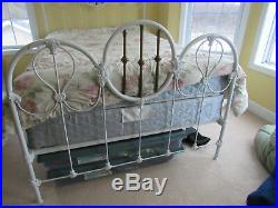 Vintage Antique Iron White Full Size Bed Frame Ornate Rare and Beautiful
