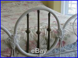 Vintage Antique Iron White Full Size Bed Frame Ornate Rare and Beautiful