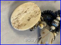 Vintage Antique Necklace With Carved Elephants Very Rare Item