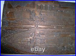 Vintage Antique Print Block HUGE Boat Blueprint Rare Copper Face Very Detaied