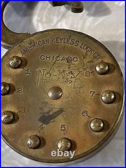 Vintage Antique Rare 1909 American Keyless Lock Co. Chicago No-Key Push Button