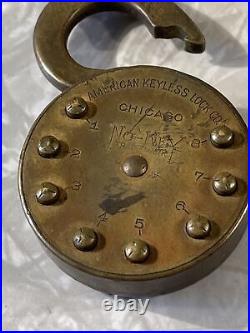 Vintage Antique Rare 1909 American Keyless Lock Co. Chicago No-Key Push Button