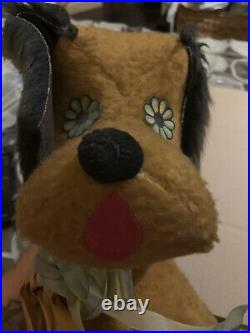 Vintage Antique Rare Capitol Toys Stuffed Dog- Carnival Prize- Flower Eyes