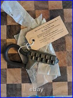 Vintage Antique Rare Combination Finger Padlock Iowa Lock & Mfg Burlington, Ia