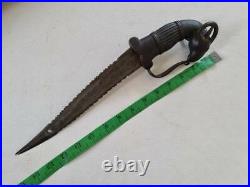 Vintage Antique Rare Indo Persian Dagger With Ram Head Face And Damascus Blade