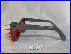 Vintage Antique Rare SUN SLATZ Sunglasses Silver Grey With Red Orange Inserts3