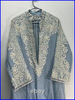 Vintage Bonwit Teller Rebecca Embrodered Kurta Custom Beads Dress Gown Robe RARE