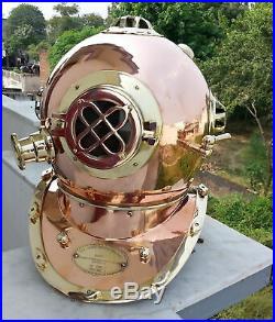 Vintage Brass Morse Scuba Copper Divers Diving Helmet Rare Boston Navy Desk Gift