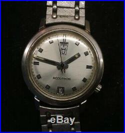 Vintage Bulova Accutron Watch Up Down Date Day Stainless 1969 Rare 2182 working