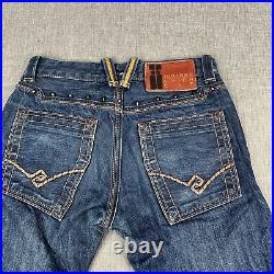 Vintage China RARE Distressed Jeans Embroidered Button Fly Size 30