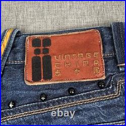 Vintage China RARE Distressed Jeans Embroidered Button Fly Size 30