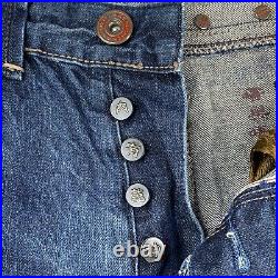 Vintage China RARE Distressed Jeans Embroidered Button Fly Size 30