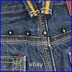 Vintage China RARE Distressed Jeans Embroidered Button Fly Size 30