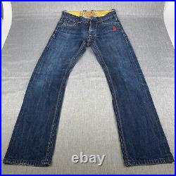 Vintage China RARE Distressed Jeans Embroidered Button Fly Size 30