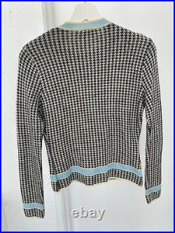 Vintage Christian Dior Houndstooth Knit Tweed Cardigan Jacket RARE