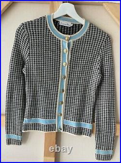 Vintage Christian Dior Houndstooth Knit Tweed Cardigan Jacket RARE