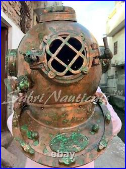 Vintage Diving Helmet Rare Antique Navy Mark V Morse Scuba Marine Divers Helmet