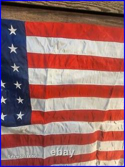 Vintage Early Silk United States US Flag 48 Sewn Stars Federal Old Antique Rare