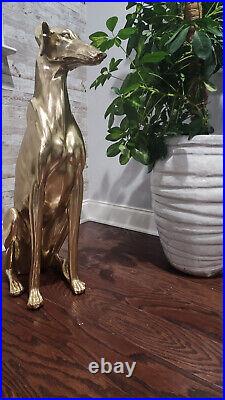 Vintage Gold Greyhound Statue Rare Estate Find, Handmade Antique Brass 30 Tall
