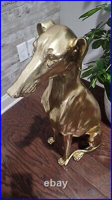 Vintage Gold Greyhound Statue Rare Estate Find, Handmade Antique Brass 30 Tall