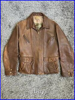 Vintage Kit Karson Leather Jacket Indian Scout 1940's Brown Goatskin Rare