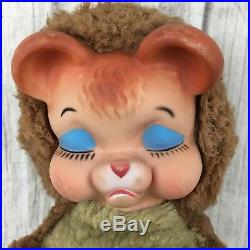 Vintage Knickerbocker Rushton Pouting Rubber Face Sad Bear Plush 15 RARE